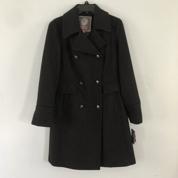 NWT Vince Camuto Double Breasted Black Wool Winter Coat - Picture 4 of 9